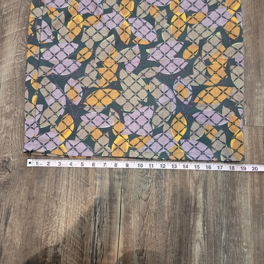 LuLaRoe Cassie Pencil Skirt 2XL Geometric Circle Print Green Gold Purple - Picture 3 of 7